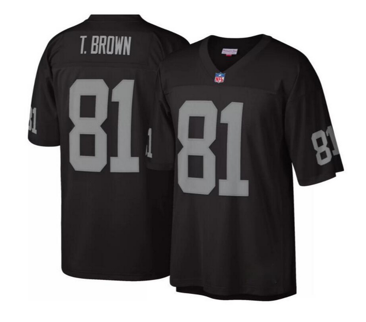 Men's Las Vegas Raiders #81 Tim Brown Black Mitchell & Ness Stitched Jersey Men's Las Vegas Raiders #81 Tim Brown Black Mitchell & Ness Stitched Jersey